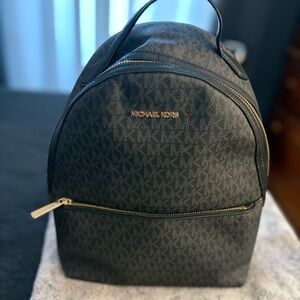 Michael Kors Black and Gold Logo Backpack
